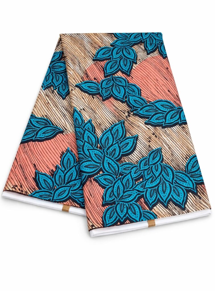 Cotton ankara - blue leaf