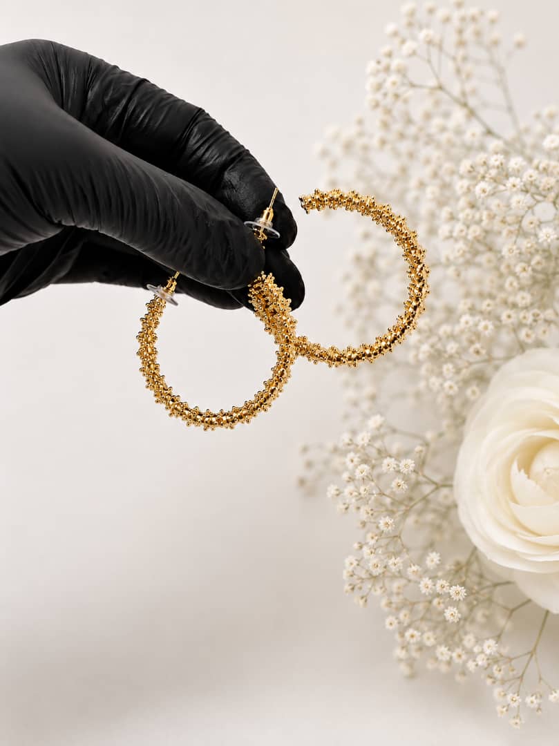 Glitter hoop earrings - gold