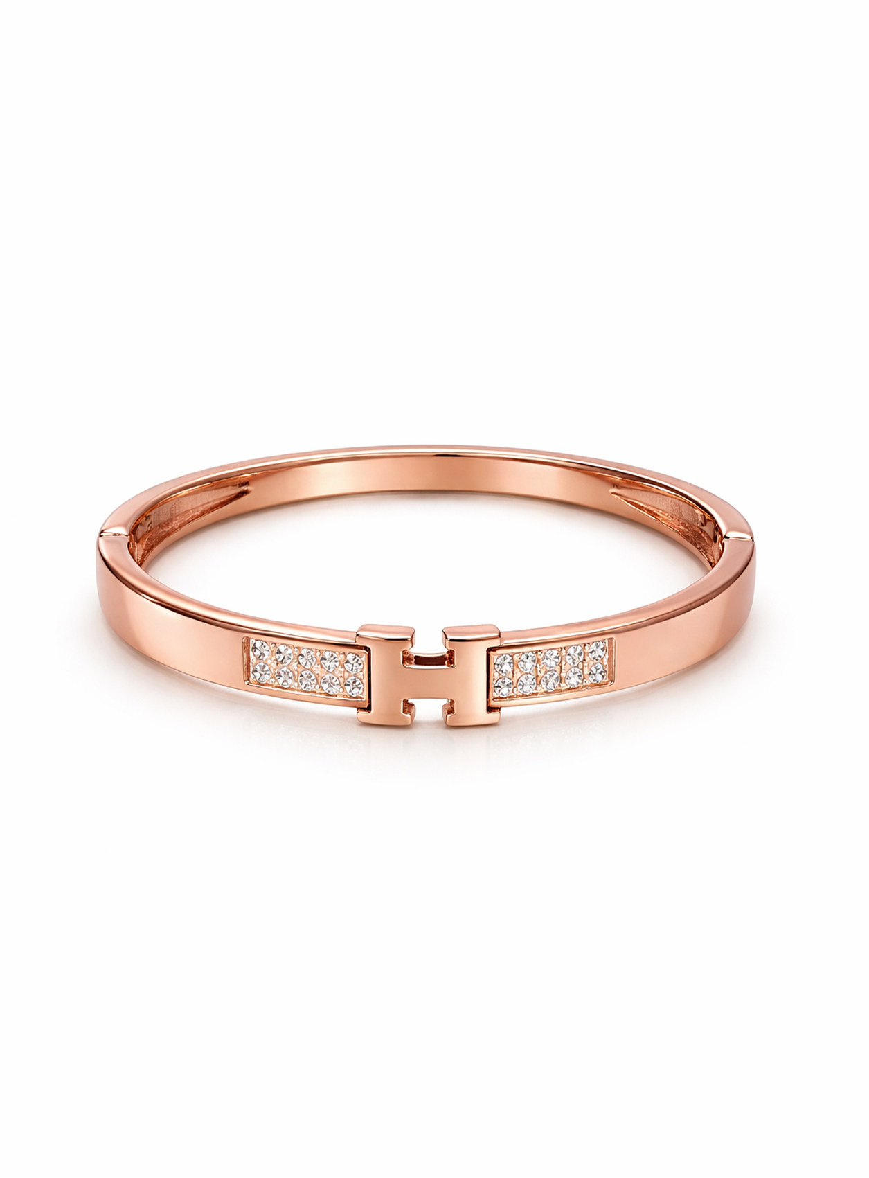 Amara Rose-Gold Crystal Bar Bangle