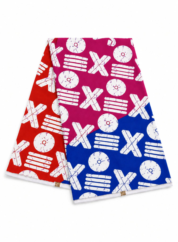 XOXO ankara print - blue, pink & red