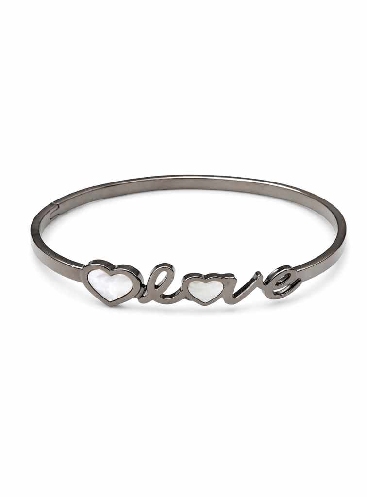 Silver Love Script Bangle
