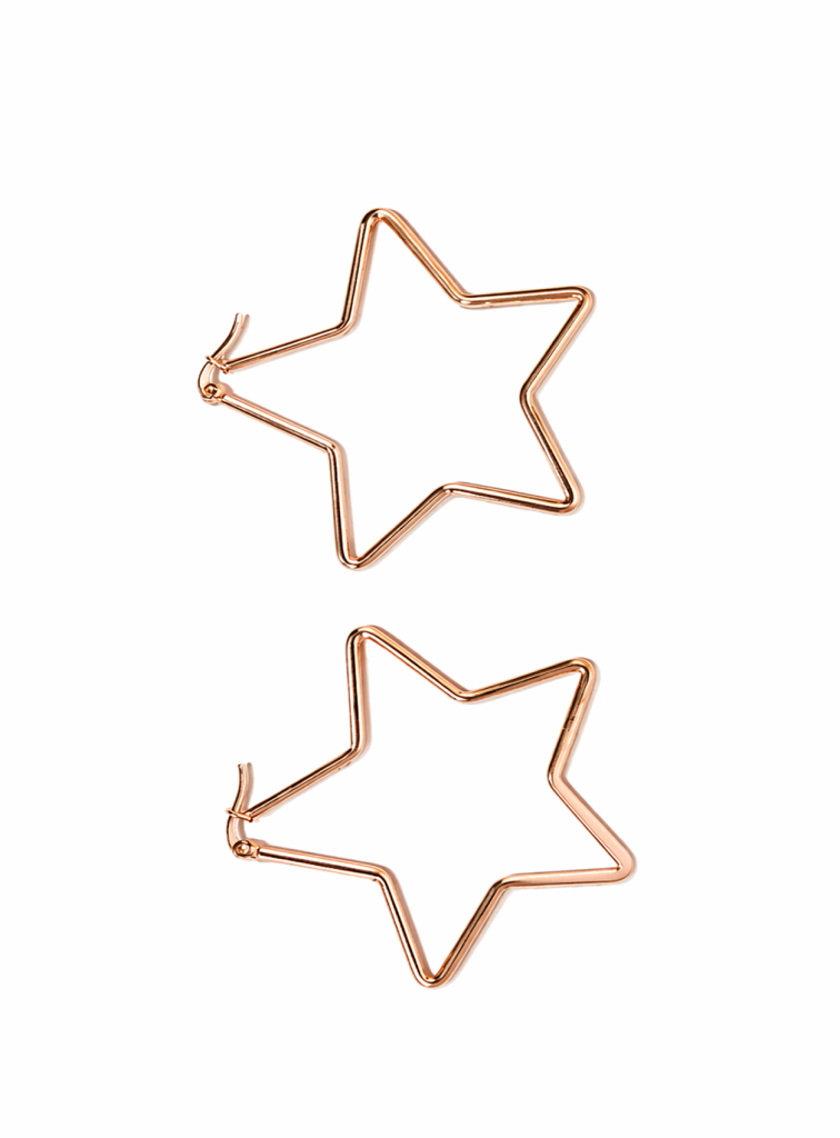 Stella Rose-Gold Star Hoop Earrings