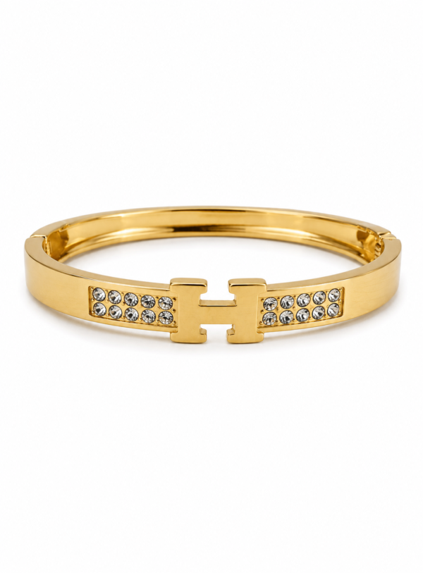 Gold crystal bar bracelet