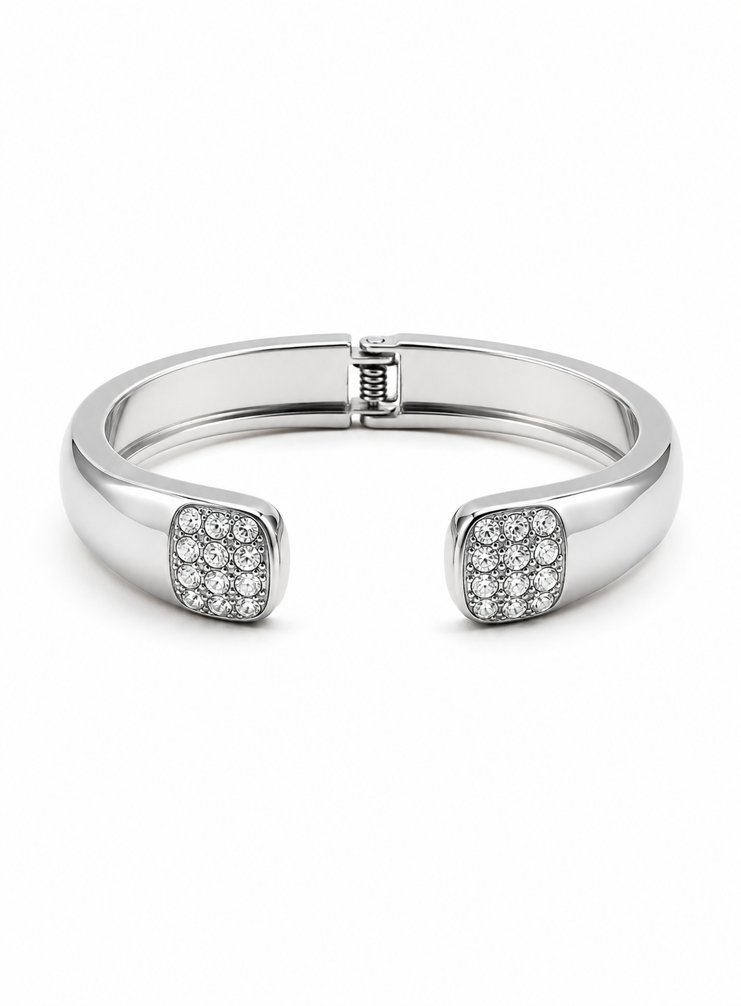 Silver crystal open-cuff bracelet